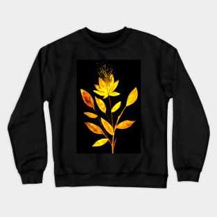 Golden Fire Flower on Black Crewneck Sweatshirt